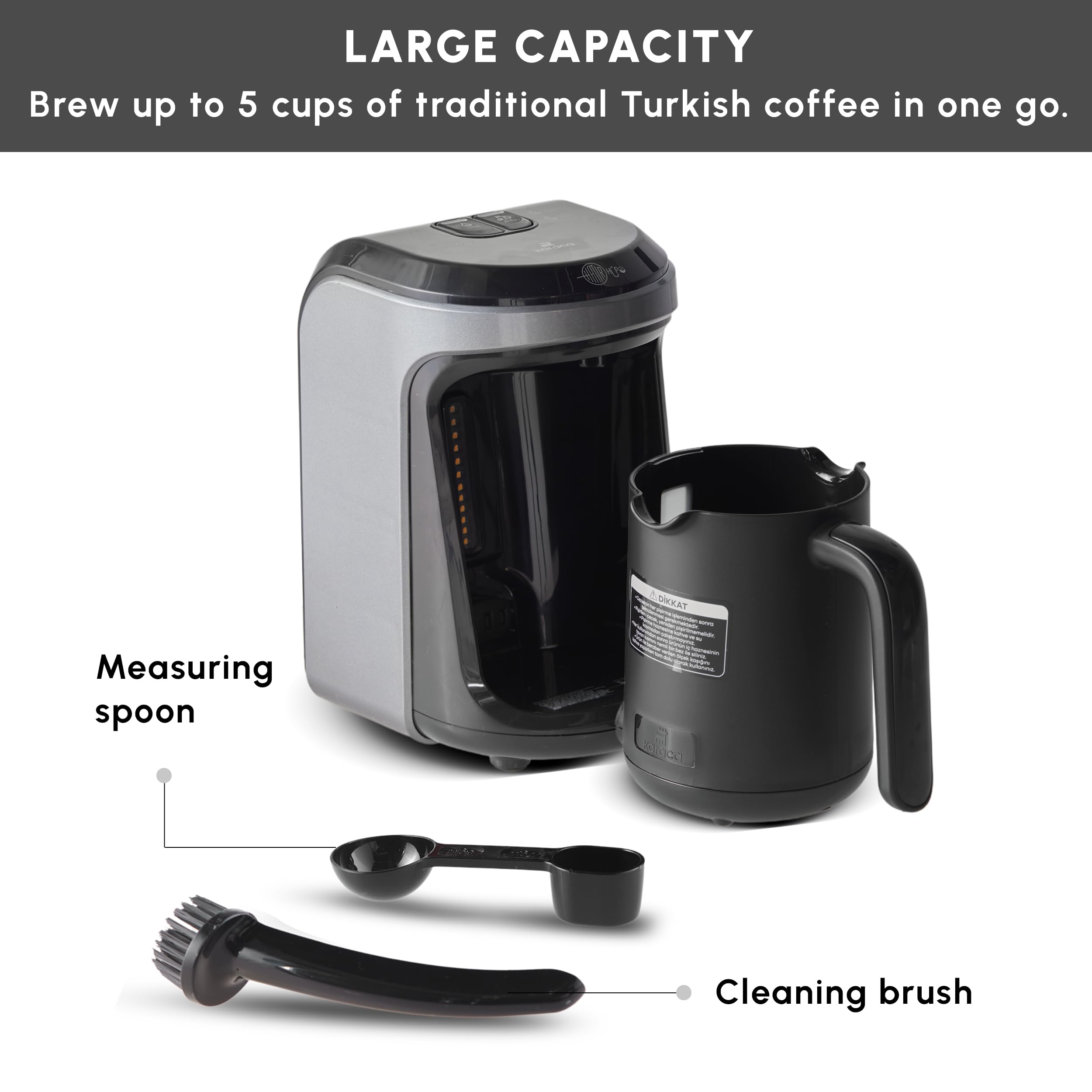 Karaca Hatır Hüps Turkish Coffee Maker & Milk Machine - 5 Cup, Anthracite