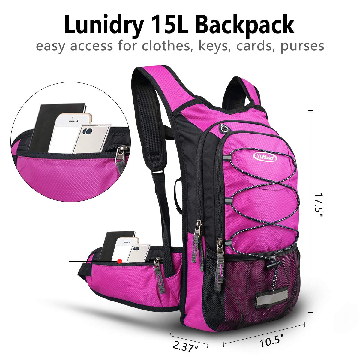 Lunidry 15L Hydration Backpack with 3L Water Bladder – Insulated Hiking Pack