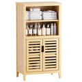 HITNET Bamboo Bathroom Floor Cabinet – Freestanding Storage with Shutter Doors