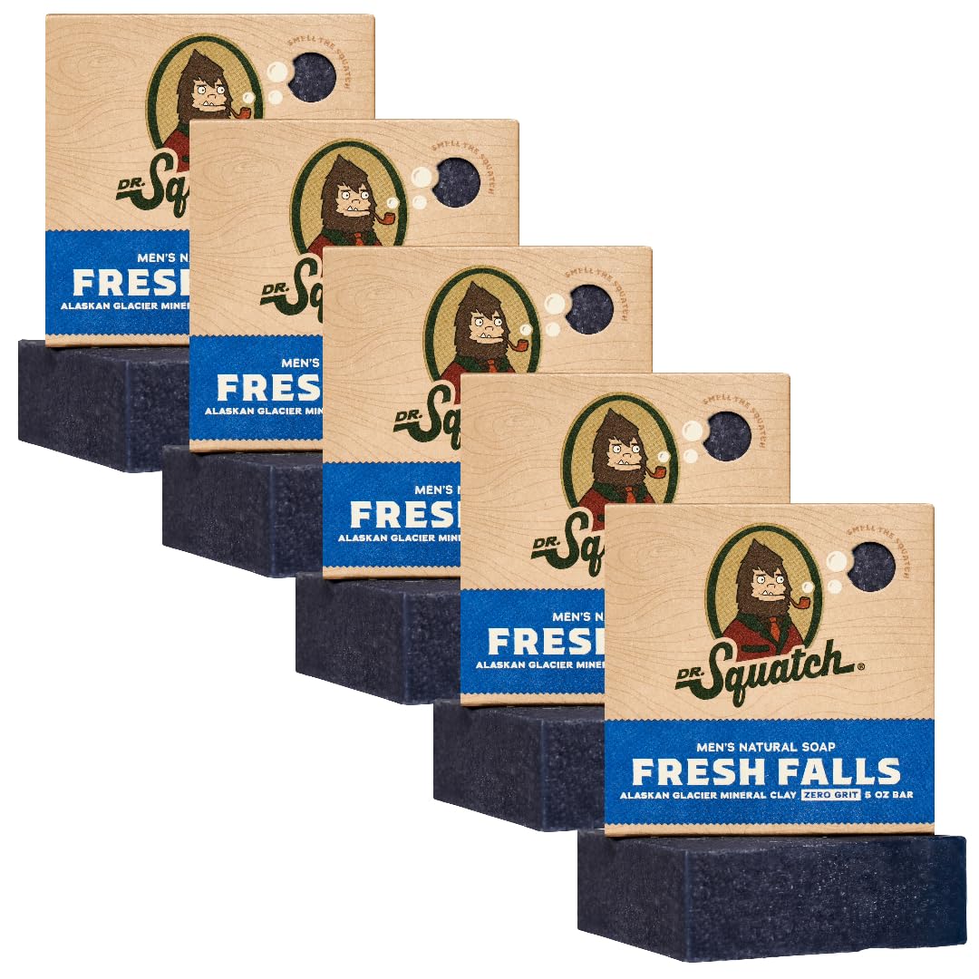 Dr. Squatch Fresh Falls Natural Bar Soap for Men – 5-Pack Bundle
