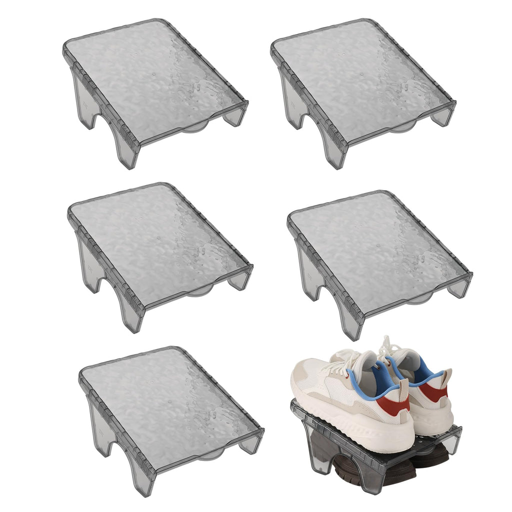 Yocdunm 6 Pcs Double Layer Shoe Rack Slots Organizer Stacker Space Saving Transparent Plastic Shoe Holder Stand Shoe Rack Wardrobe Storage For Cabinet - image 1