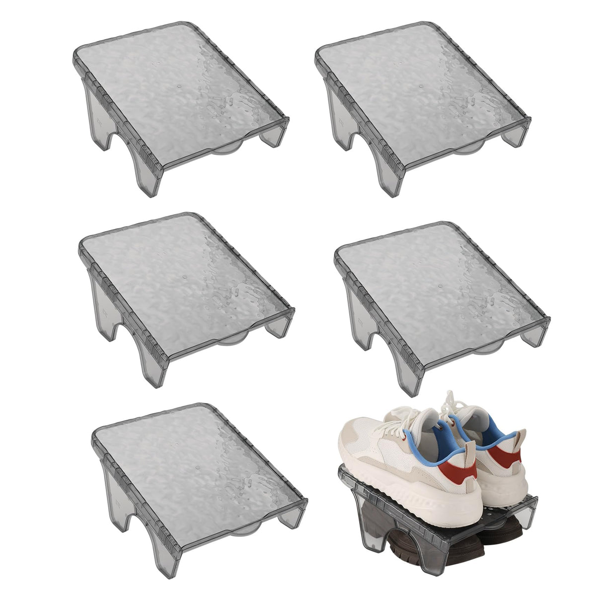 Yocdunm 6 Pcs Double Layer Shoe Rack Slots Organizer Stacker Space Saving Transparent Plastic Shoe Holder Stand Shoe Rack Wardrobe Storage For Cabinet - image 1