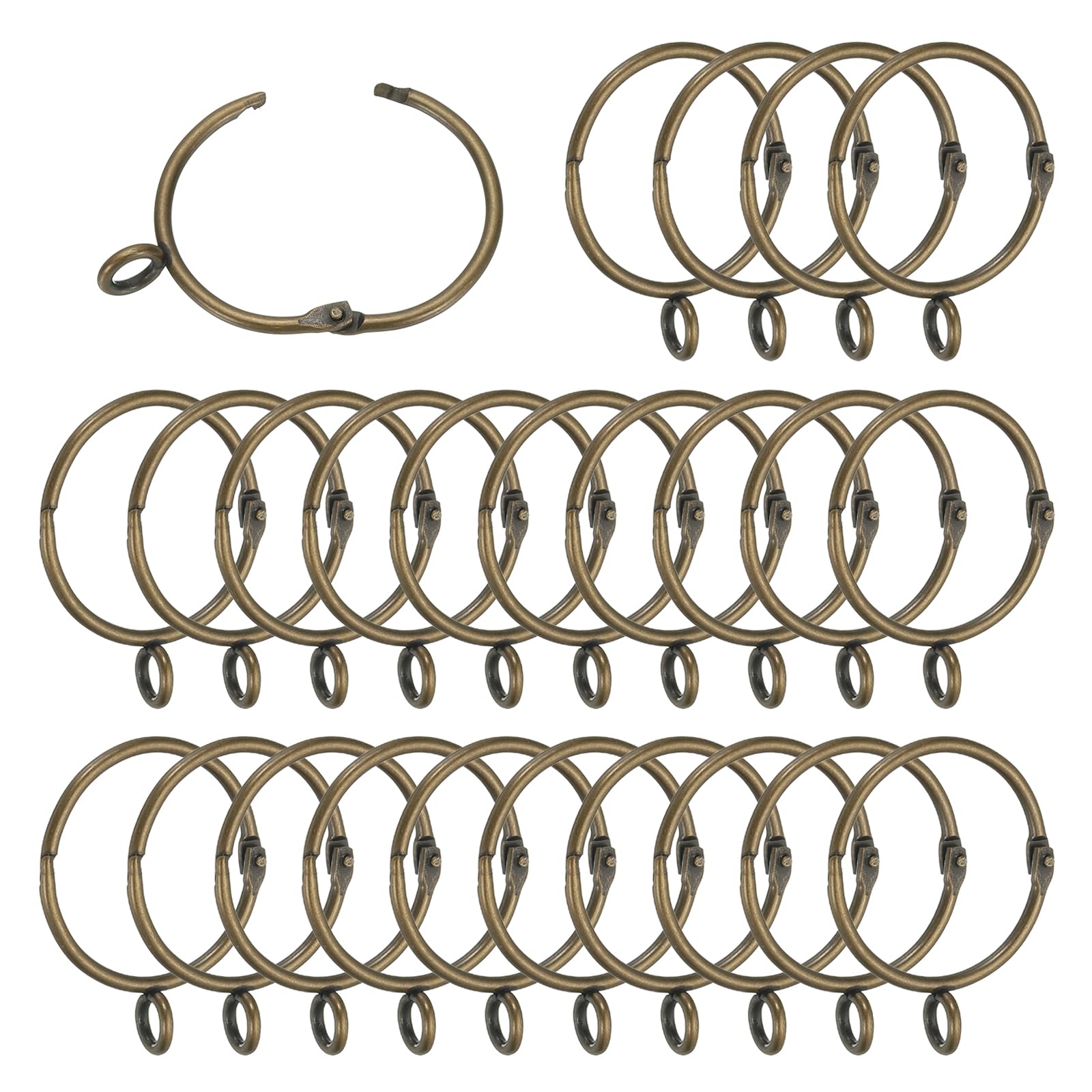 PATIKIL Metal Curtain Rod Rings with Eyelets, 1.5 Inch, Bronze, 25 Pcs