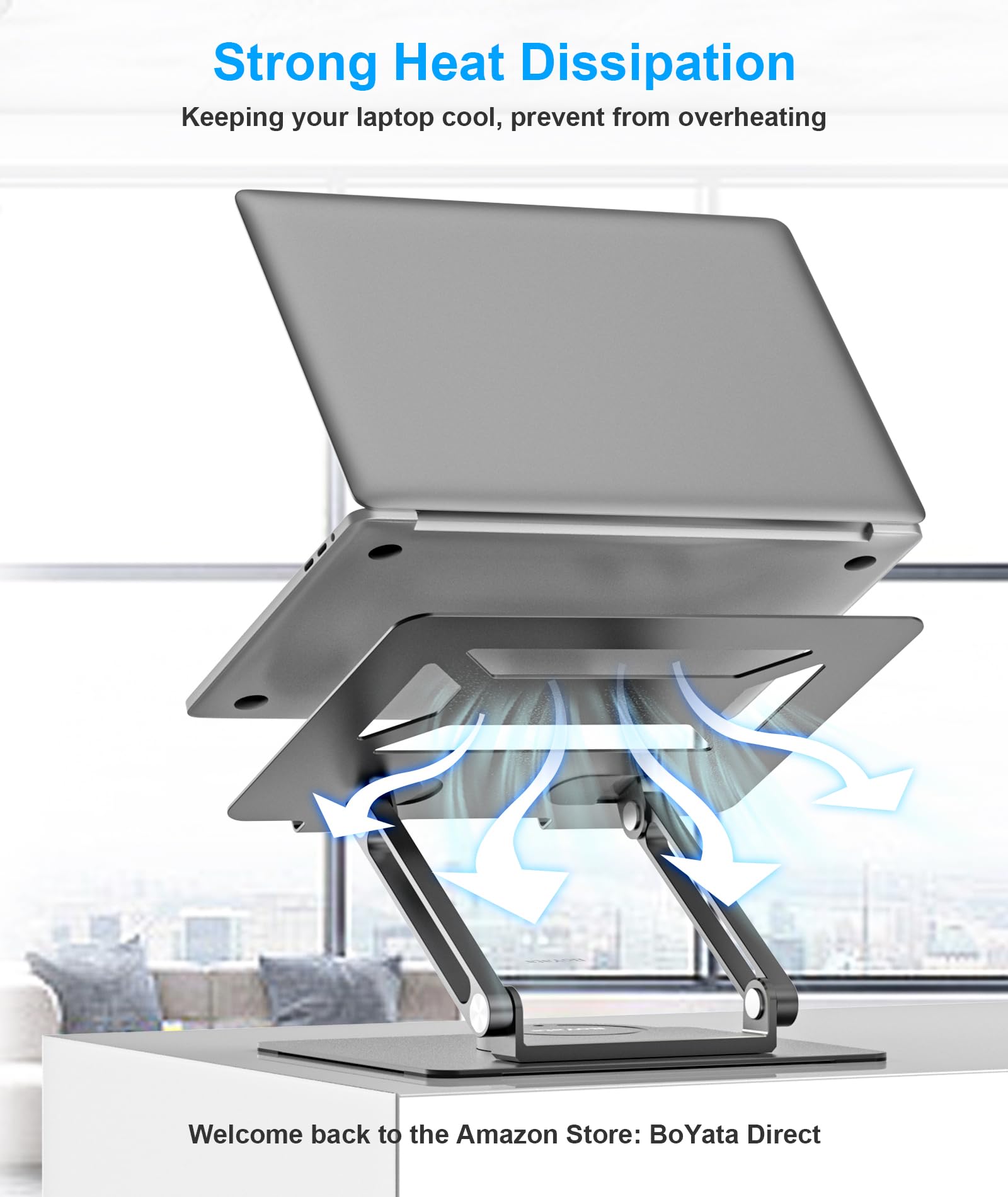 BoYata Laptop Stand | 360° Rotating Adjustable Ergonomic Desk Riser