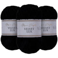 Utopia Crafts Velvet Lux Chenille Chunky Yarn - 3x100g Soft Black