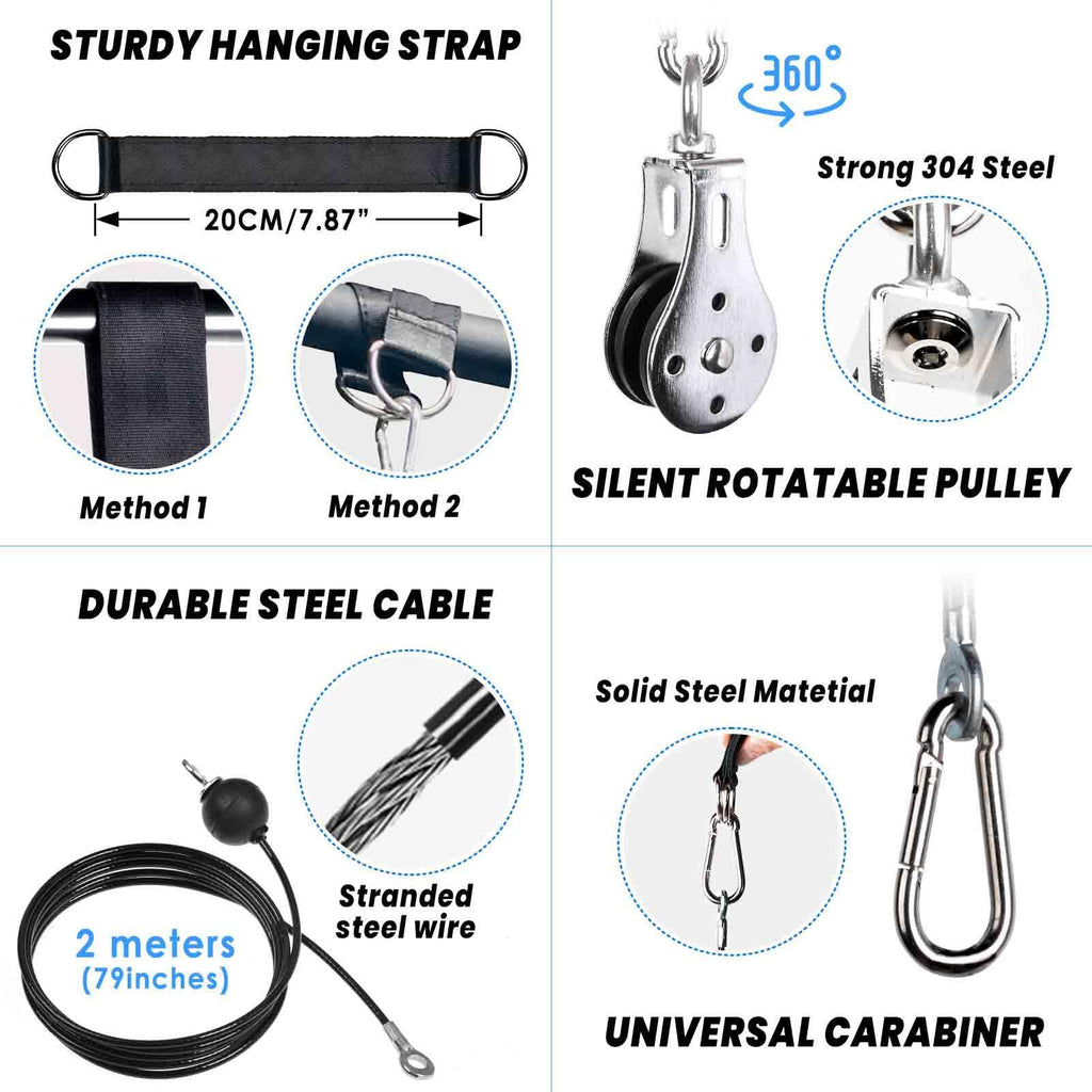 Lyndwin 3-in-1 Cable Pulley System Home Gym with Tricep Rope & Bar
