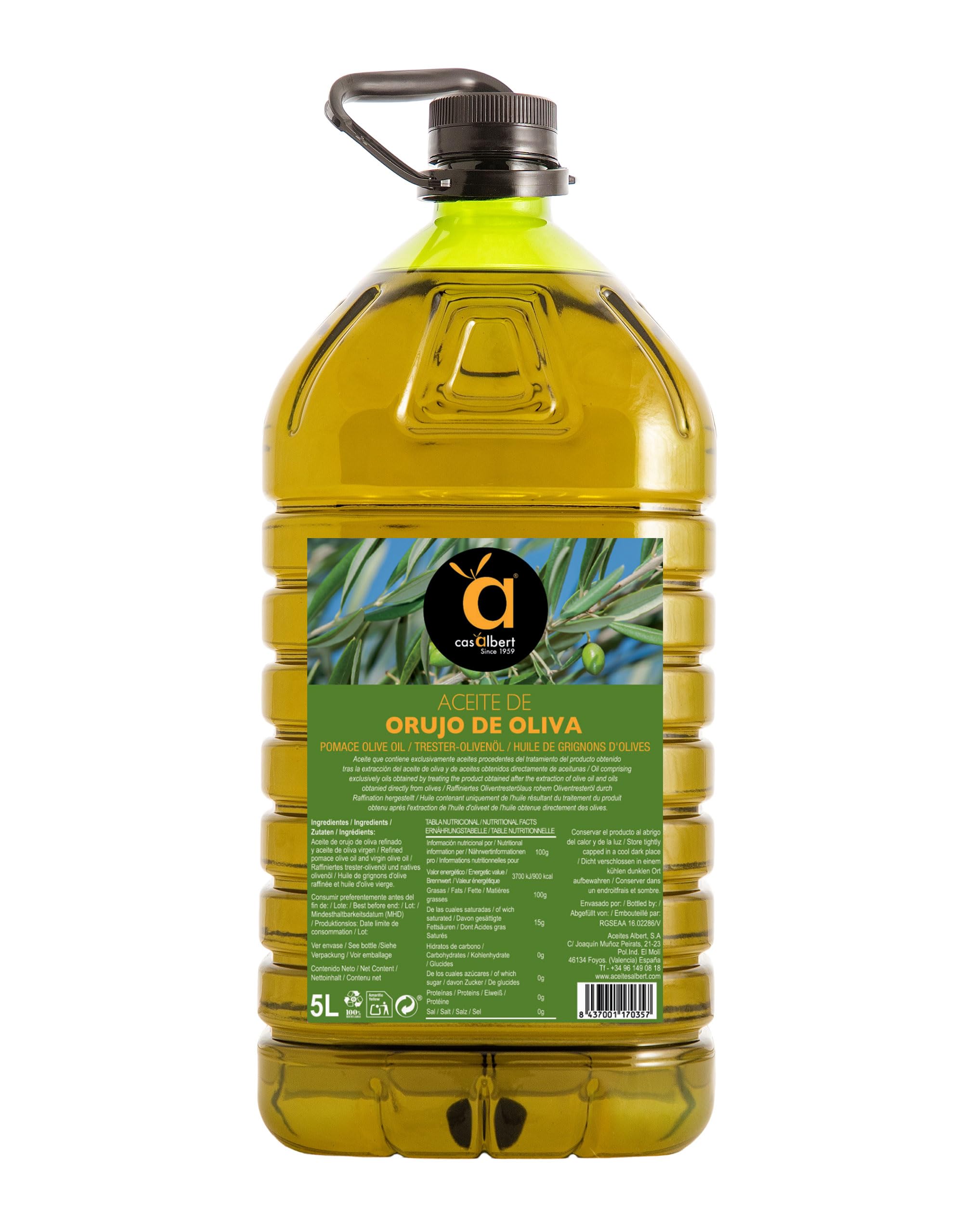 Casalbert Olive Pomace Oil – 5L Spanish Cooking Oil for Frying