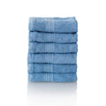 ALCLEAR 100% Cotton Terry Face Towels - 6 Pack, Jeans Blue, 30x30cm