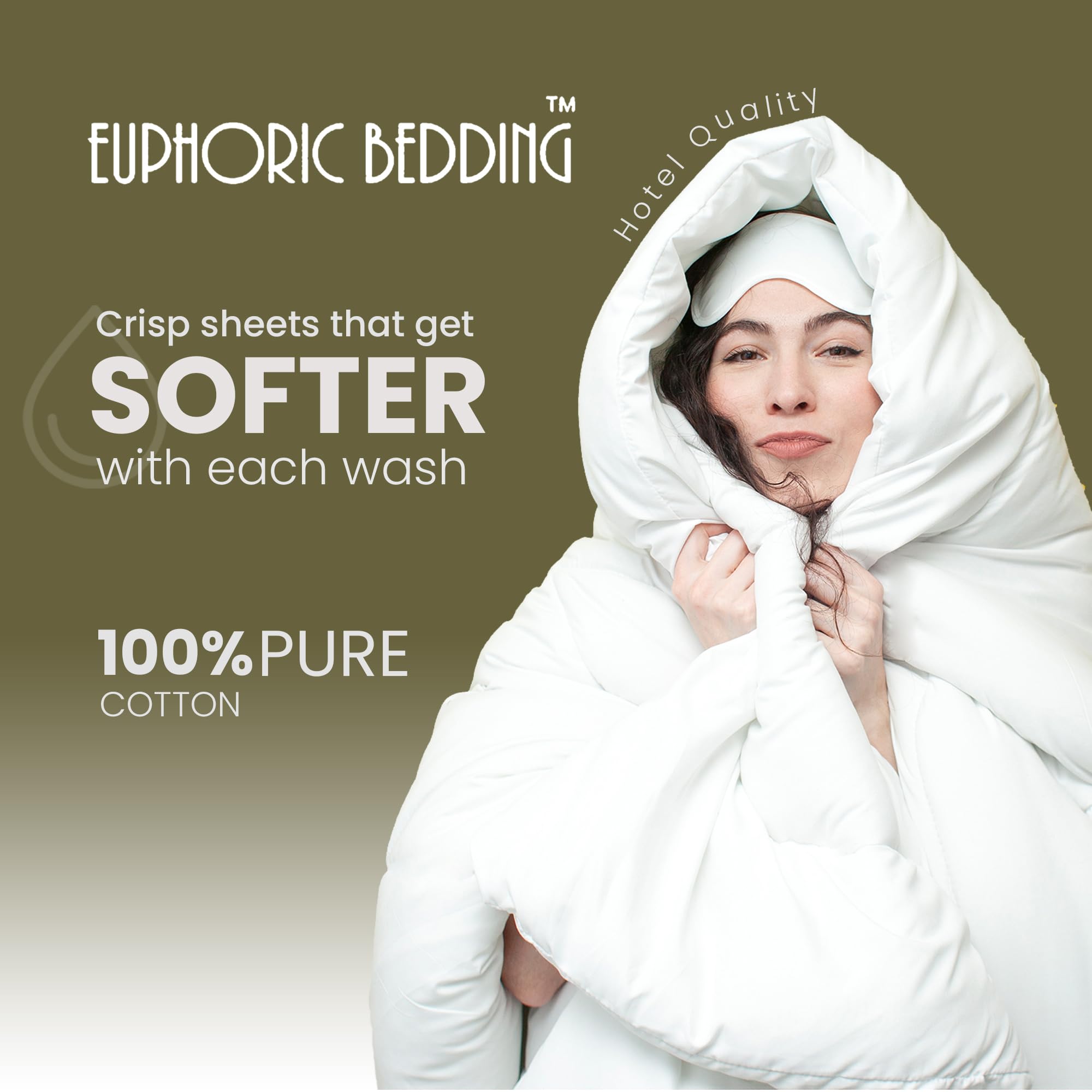 Euphoric Gifts White 100% Egyptian Cotton Super King Duvet Bed Set