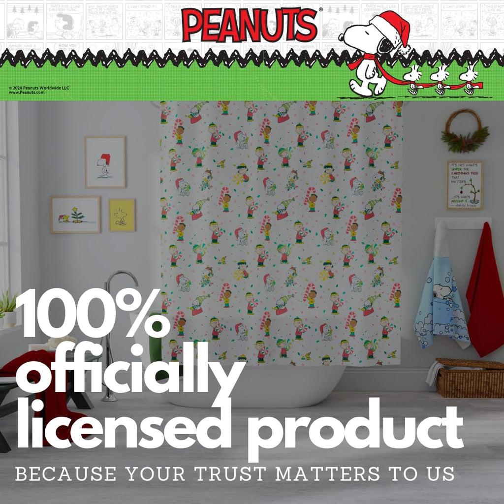Franco Peanuts Holiday Christmas Bath Microfiber Shower Curtain, 72x72, Officially Licensed Product - image 4