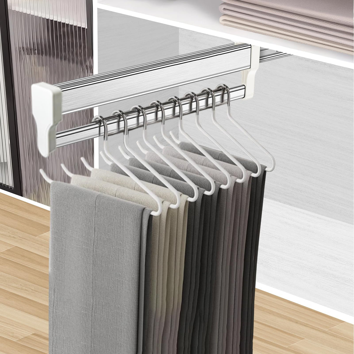 MAFAGE Pull Out Clothes Rail, Adjustable Wardrobe Rail Hanger Rack 497mm - image 1