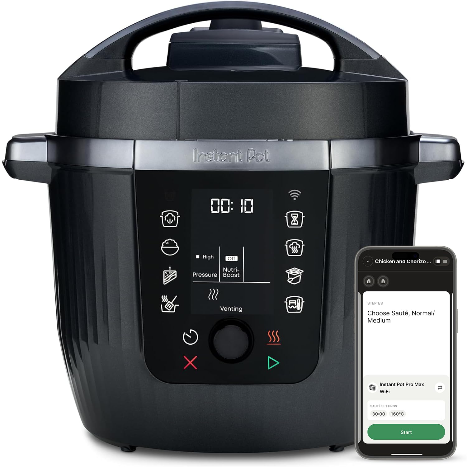 Instant Pot Pro 10-in-1 Electric Multi-Cooker – 5.7L, Black