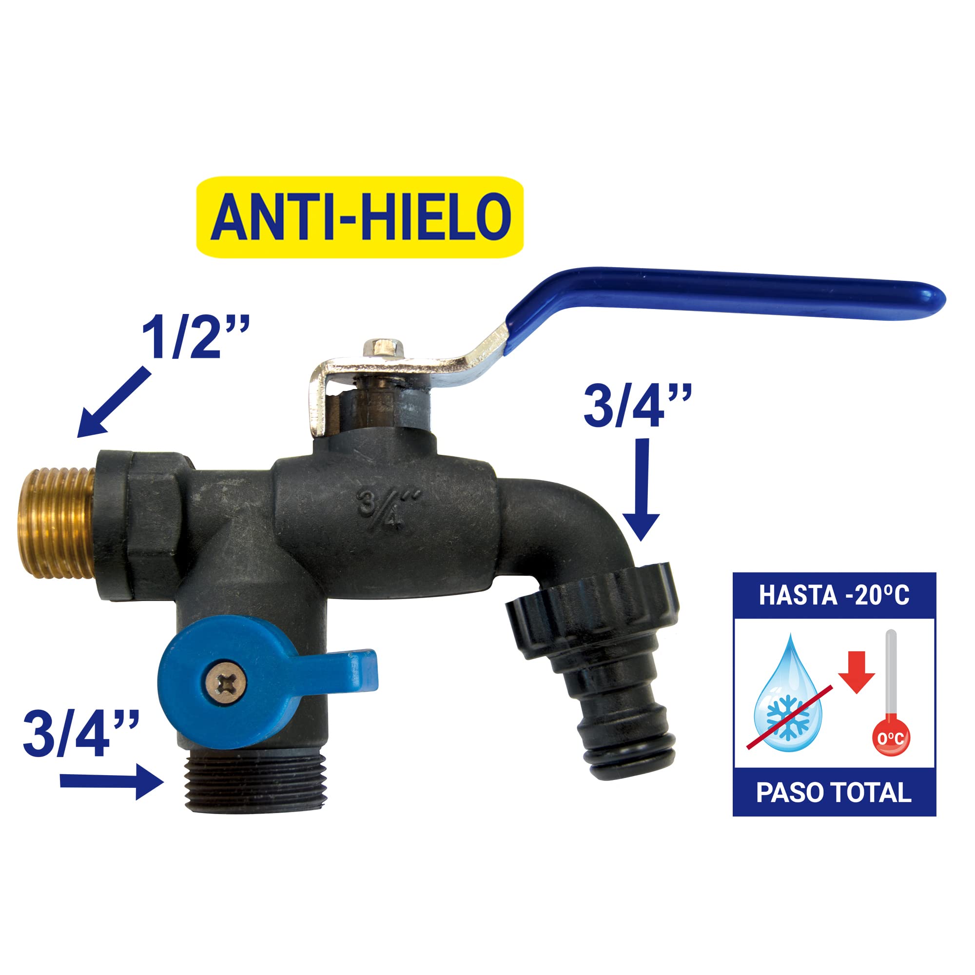 S&M Anti-Ice Garden Tap – Dual Outlet Outdoor Irrigation Valve, -20°C