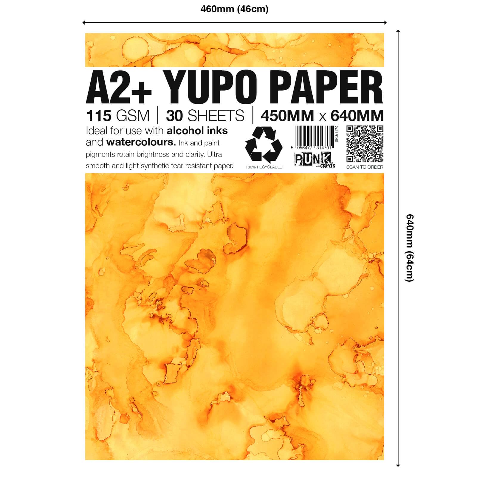 Punkcards Yupo Paper for Alcohol Ink Art | A2+ 115gsm | 30 Sheets