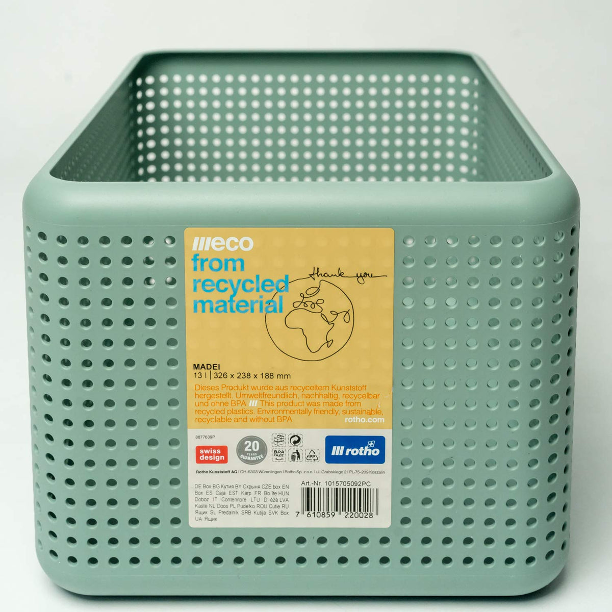 Rotho, Madei, storage box without lid 13 l, Plastic PP BPA-free, green, 13l 32,6 x 23,8 x 18,8 cm - image 2