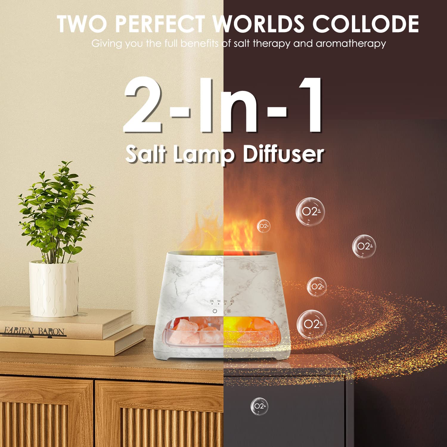SALKING 2-in-1 Himalayan Salt Lamp & Essential Oil Diffuser – Marble 150ml