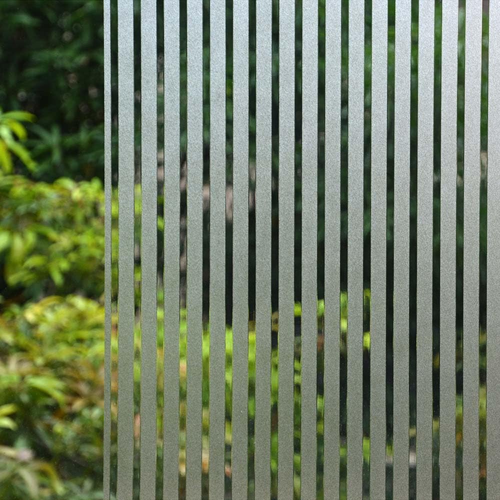 VSUDO Frosted Stripe Privacy Window Film - Static Cling Vinyl (90x400 cm)