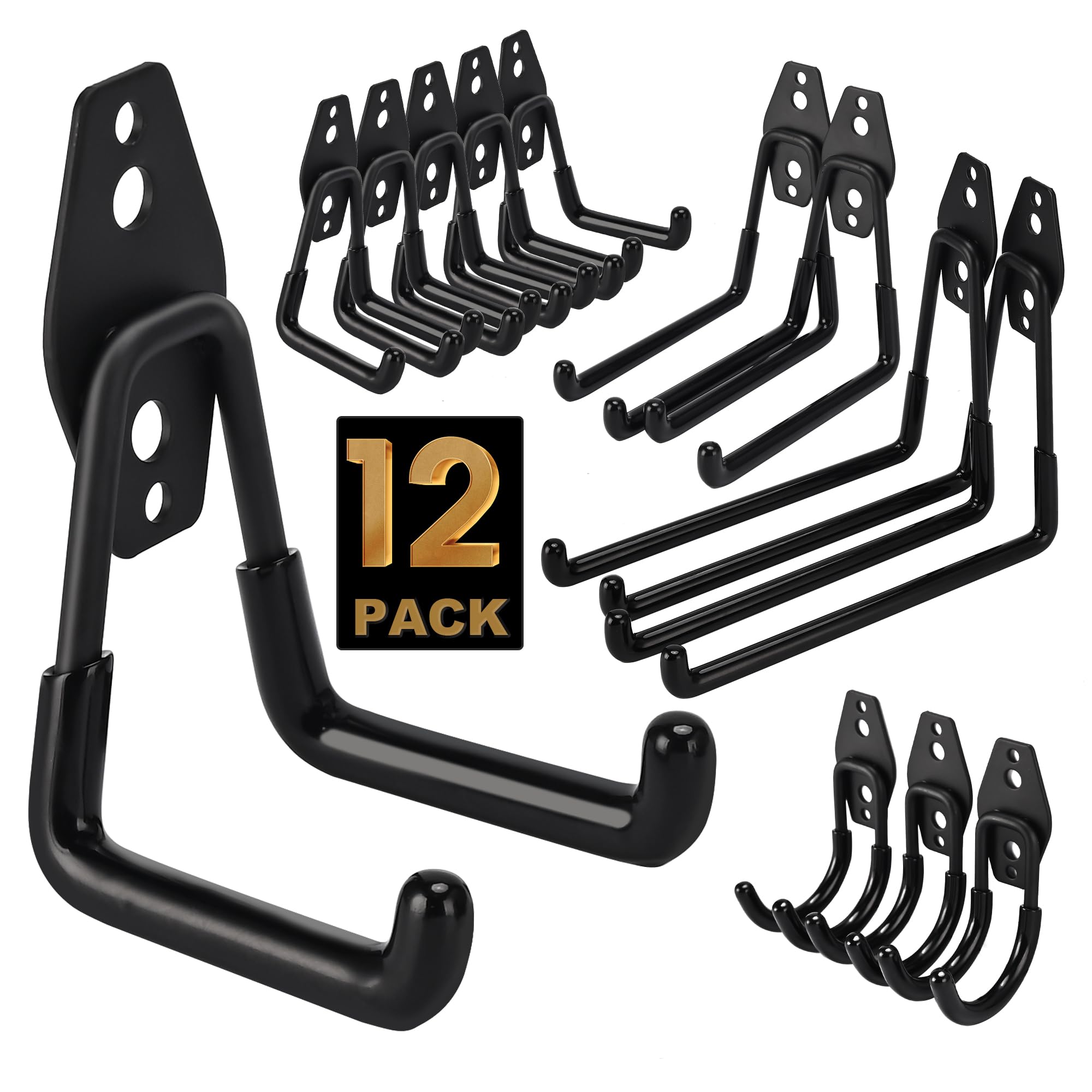 Heavy Duty Garage Hooks – 12 Pack Wall Mount Tool Storage