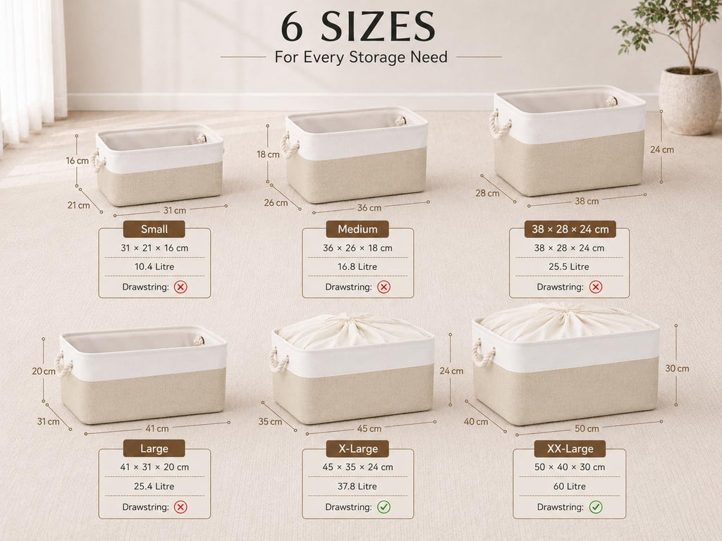 Mangata Fabric Storage Box set of 3, Foldable Fabric Storage Baskets with Handles for Cupboards, Wardrobe, Shelves, Clothes, Toys, Towel - image 2