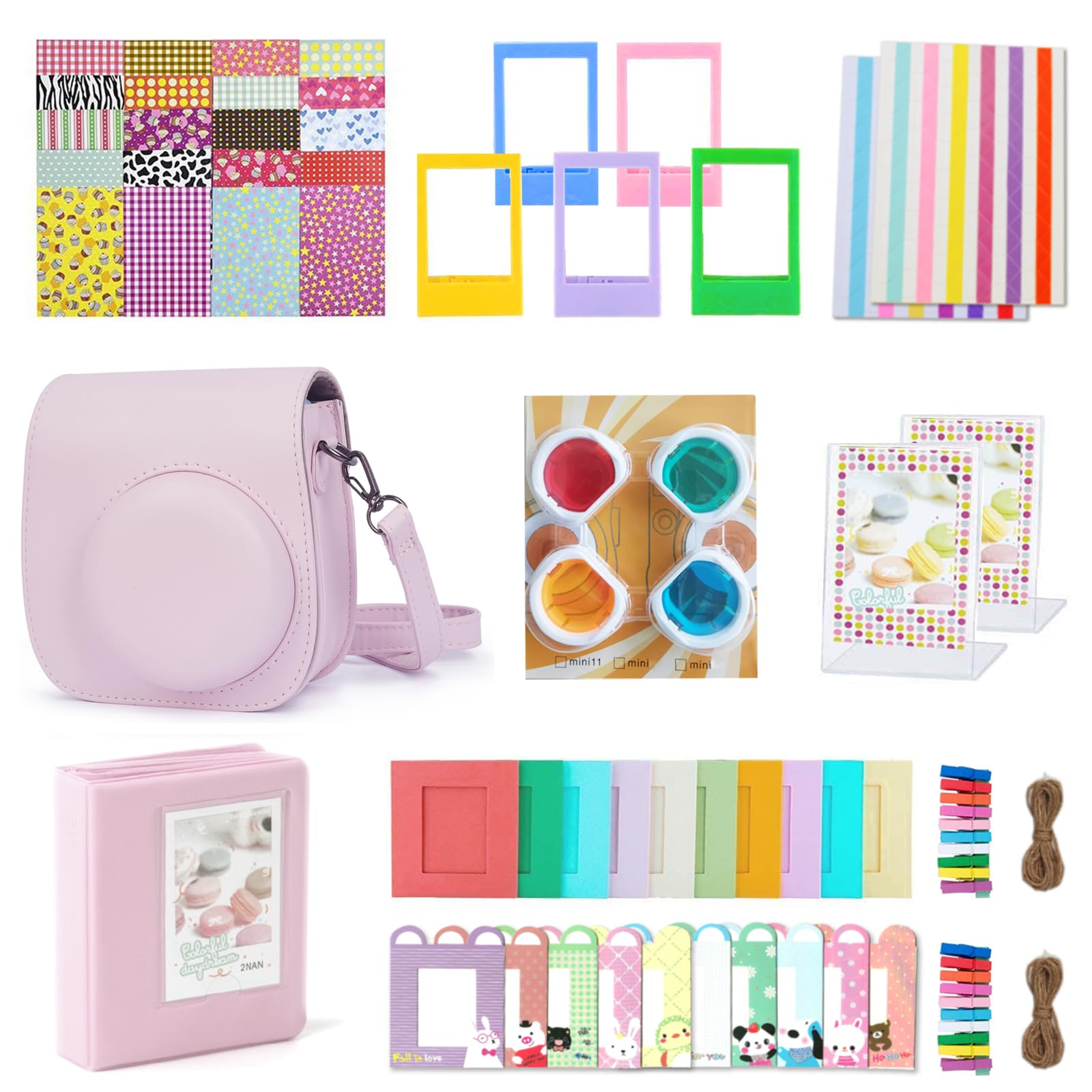KALDA 10-in-1 Instant Camera Accessories Kit for Instax Mini 12 | Pink
