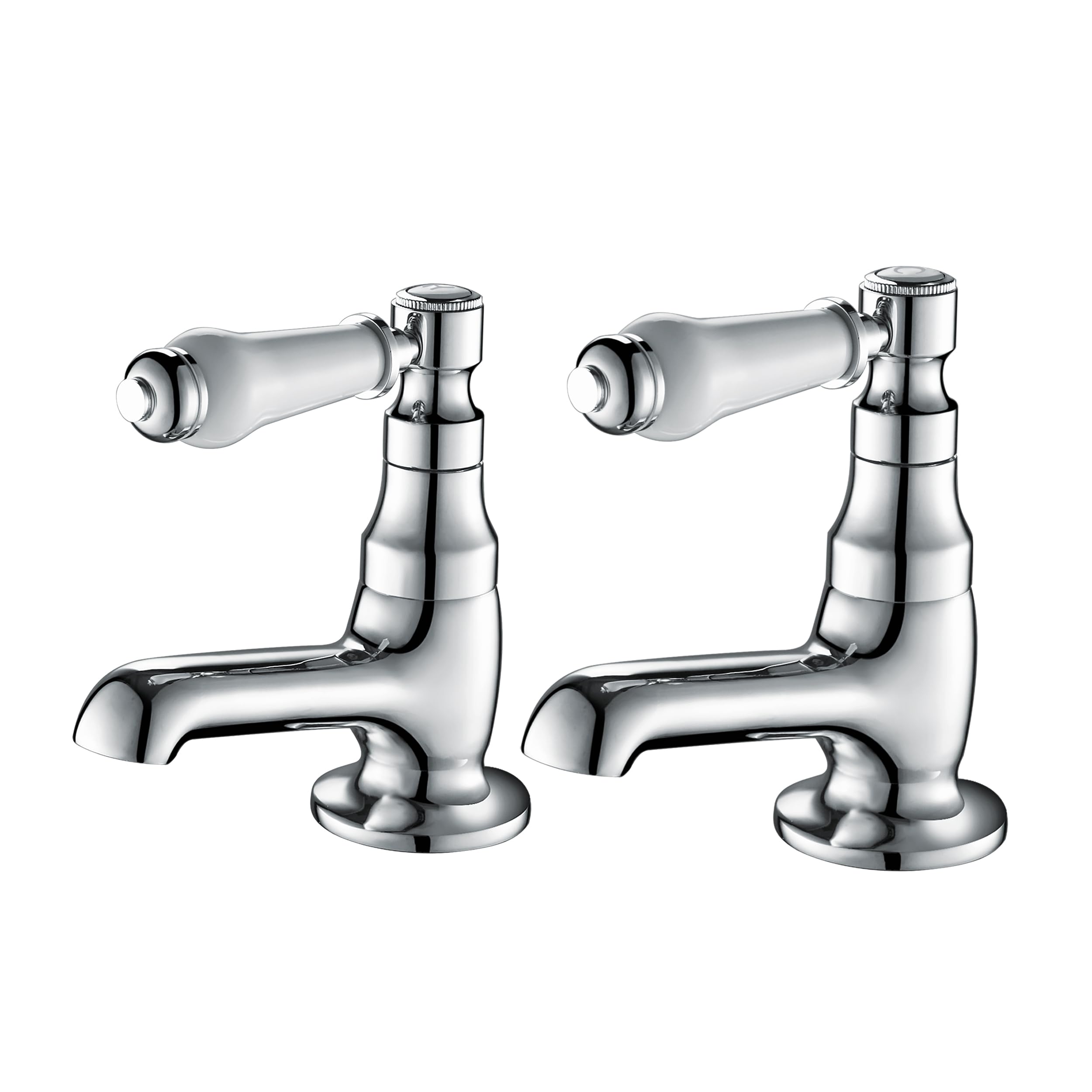 Hapilife Victorian Basin Pillar Taps | Traditional Chrome Ceramic Lever