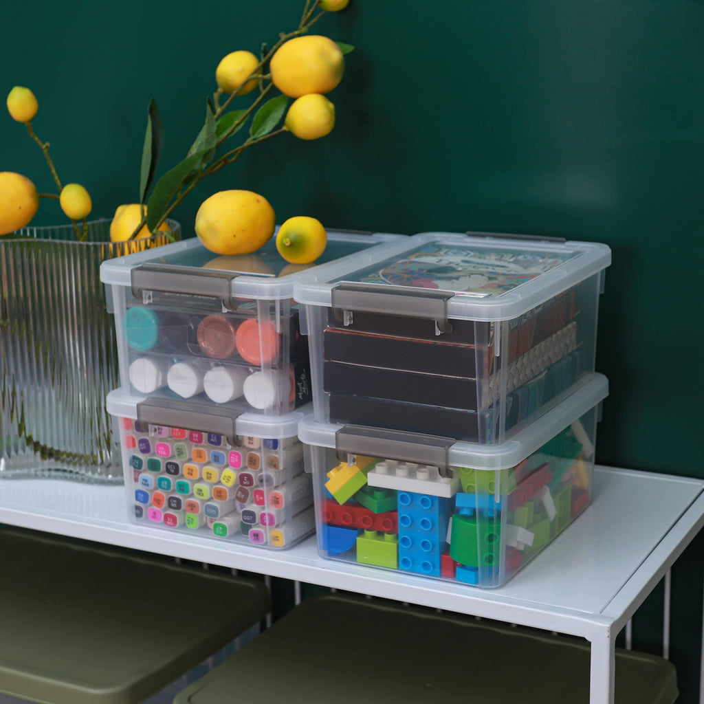 Citylife 8-Pack 3L Clear Plastic Storage Boxes with Lids | Stackable Bins