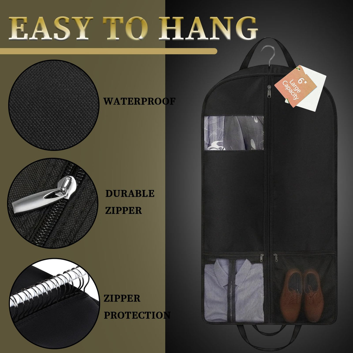 ChioSun 42" Long Suit Bag, Waterproof Heavy Duty Garment Bags,Side width 6" - image 2
