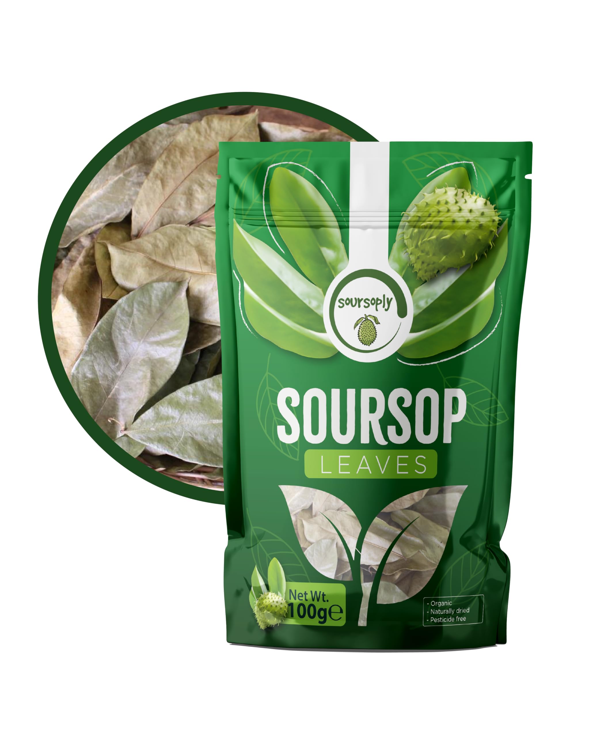 Soursoply Premium Dried Soursop Leaves - 100g Whole Graviola Herbal Tea