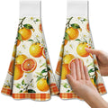 CUTHOLLOW 2Pcs Oranges & Flowers Microfiber Tea Towels with Hanging Loop
