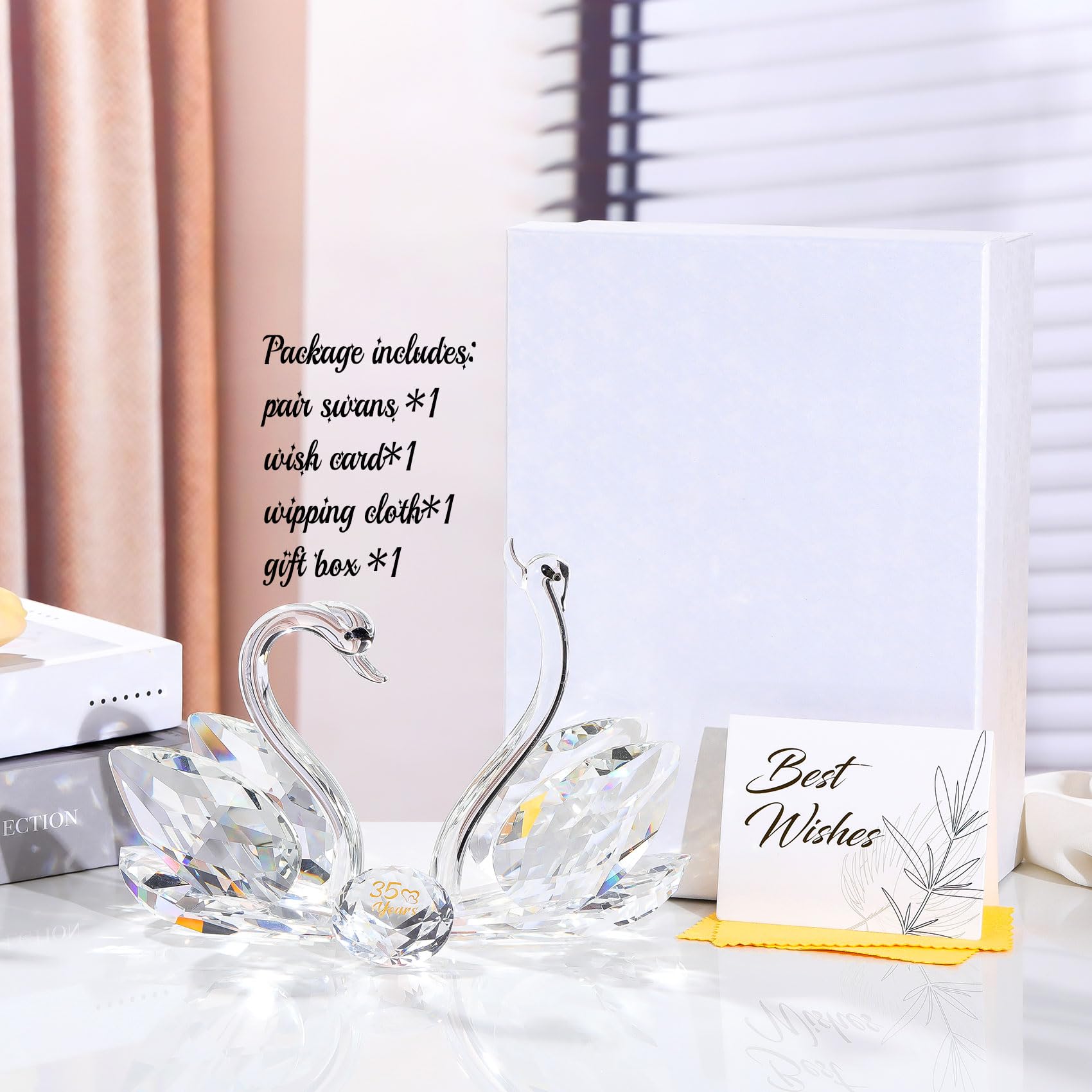 Crystal Swan Figurine | 35th Wedding Anniversary Glass Gift