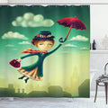 ABAKUHAUS Fantasy Shower Curtain | Cartoon Fairy Tale London | 70x69"