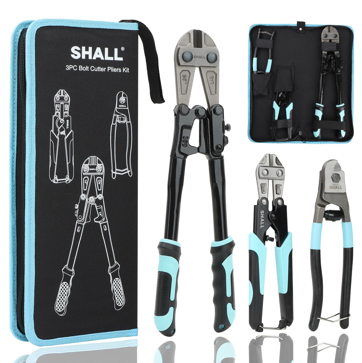 SHALL 3-Piece Heavy Duty Bolt and Wire Cutter Kit with Carrying Case
