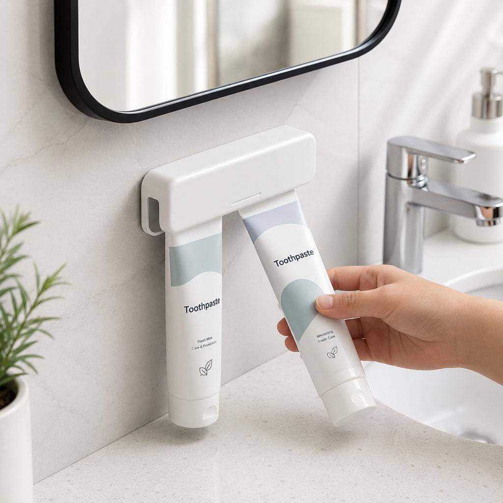 Toothpaste Holder, Toothpaste Clips, Wall Mounted Toothpaste Holder, No-Drill Tooth Paste Organizers Gripper Fit For Bathroom Washstands