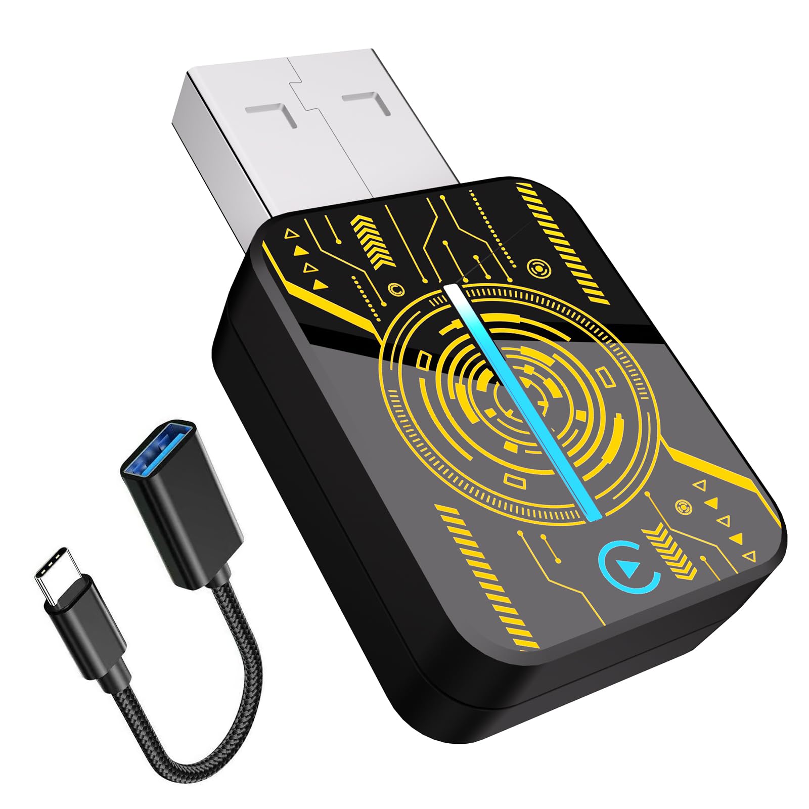 HEYINCAR+ Mini Wireless CarPlay & Android Auto Adapter with USB-C