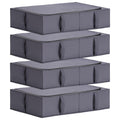 TYEERS Under Bed Storage Box with Lid | Durable Fabric 4-Pack | Dark Grey