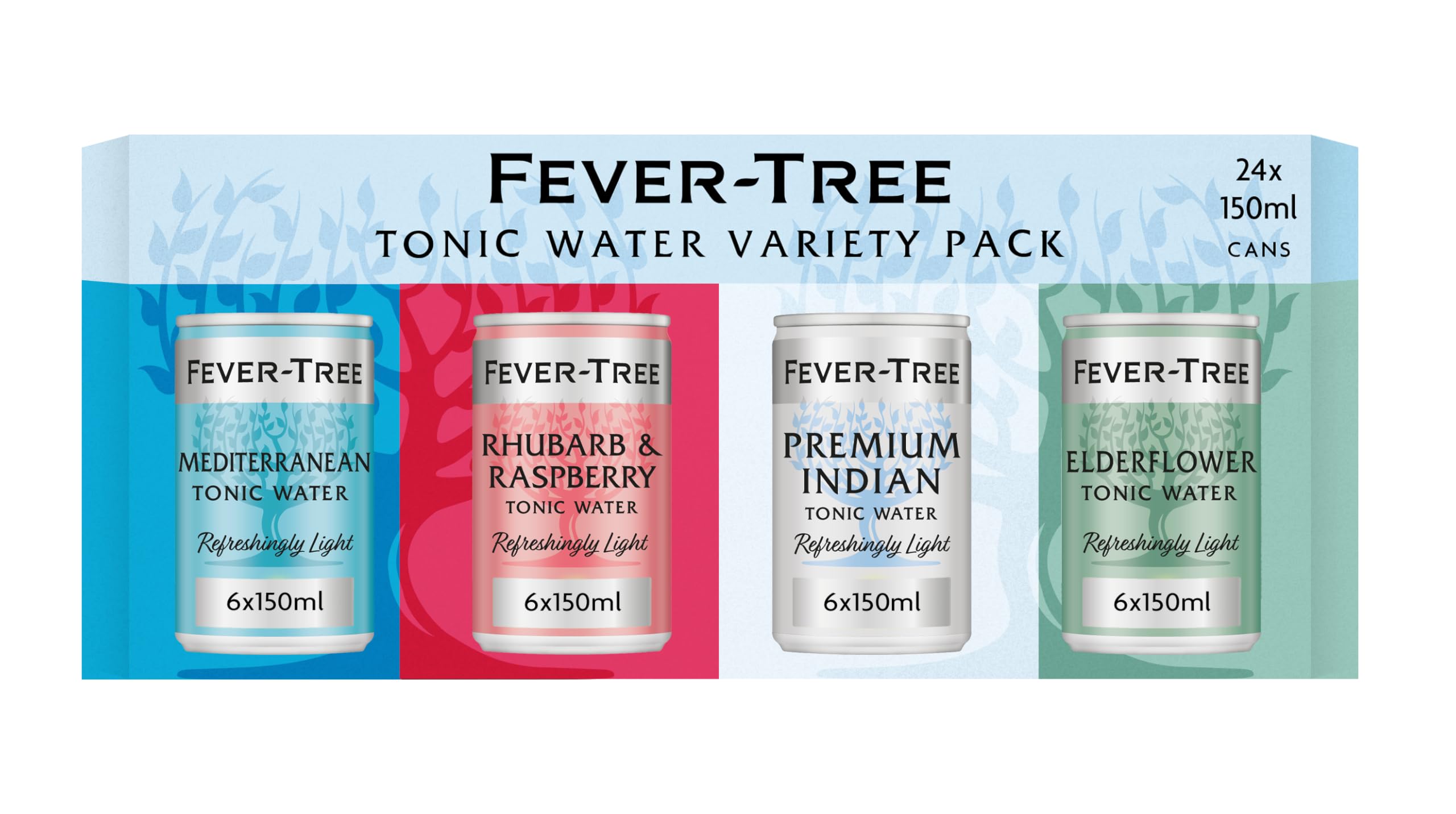 Fever-Tree Tonic Water Variety Pack - 24 x 150ml Cans Low Calorie Mixers