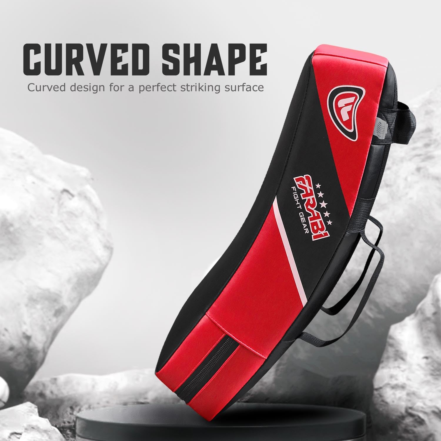 Farabi Sports Curved Kick Shield - Large MMA Thai Pad (Black/Red)