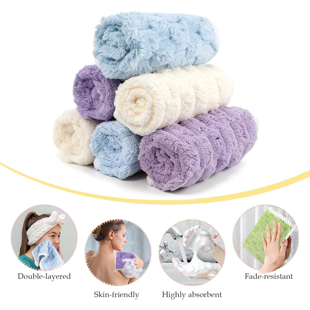 PHOGARY Flannel Face Cloth Pack 6, Reusable Microfibre Face Cloth, Makeup Remover Cloth Cleansing Cloths for Face - image 2