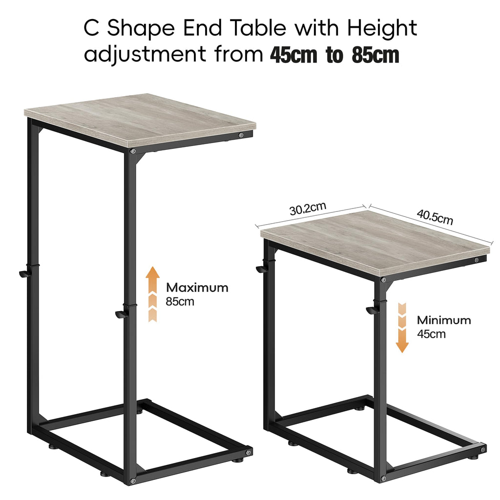 Vagusicc C-Shaped Side Table, Adjustable Height 45-85cm Sofa Side Tables, Small Side Table for Small Spaces - image 2