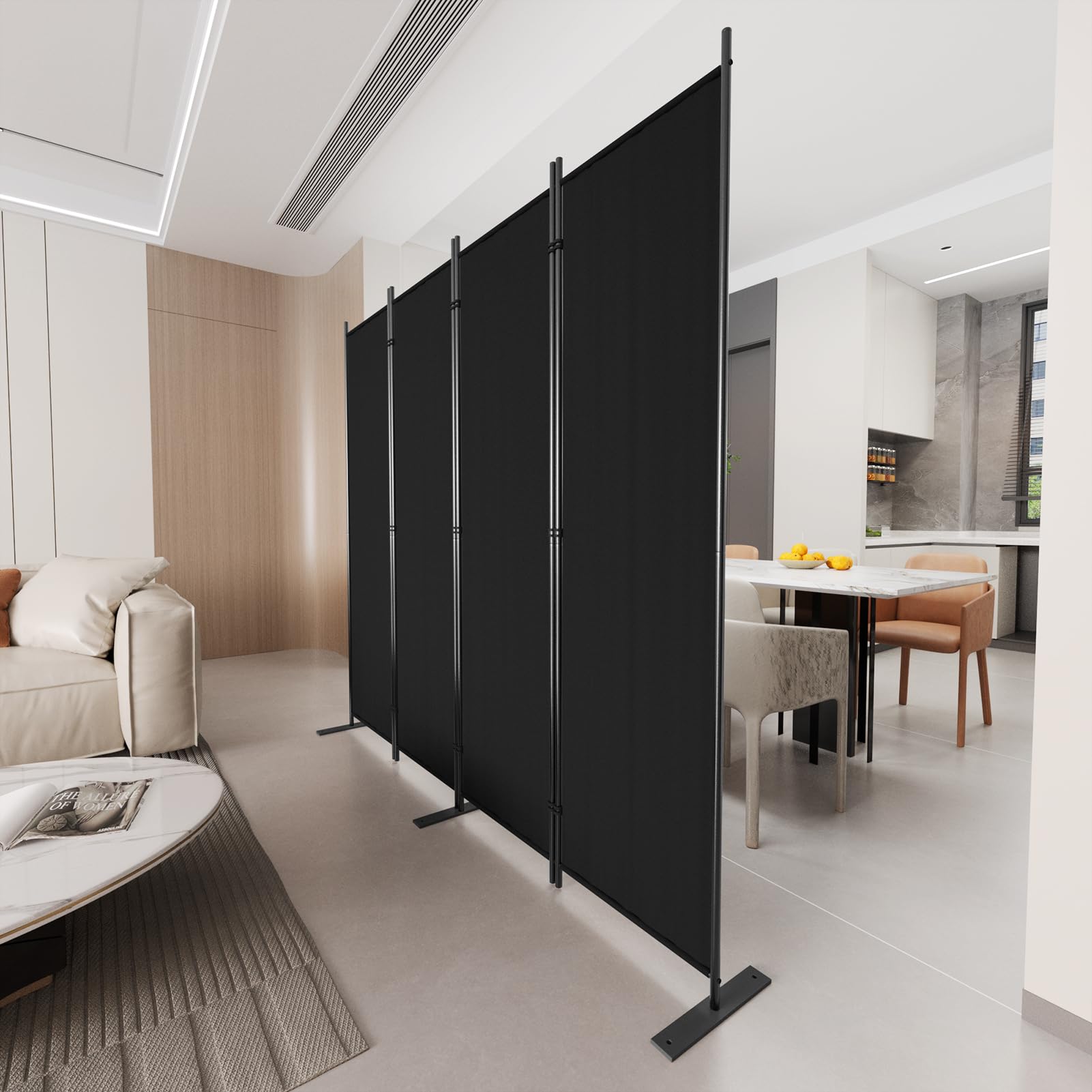C-Hopetree 4-Panel Room Divider | 180cm Folding Privacy Screen – Black