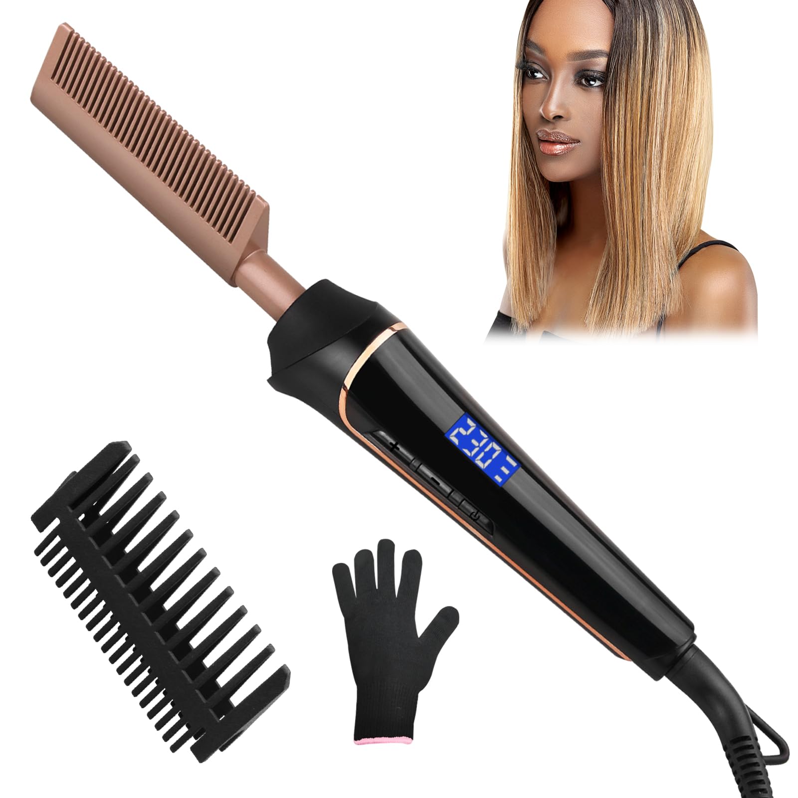Janelove Hot Comb Electric Straightener for Wigs & 4C Afro Hair | 230°C