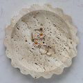 Scalloped Marble Tray – 16cm Round Beige Travertine Jewelry Tray