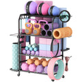 Lifewit Yoga Mat Holder | 4-Tier Metal Home Gym Storage Rack with Wheels