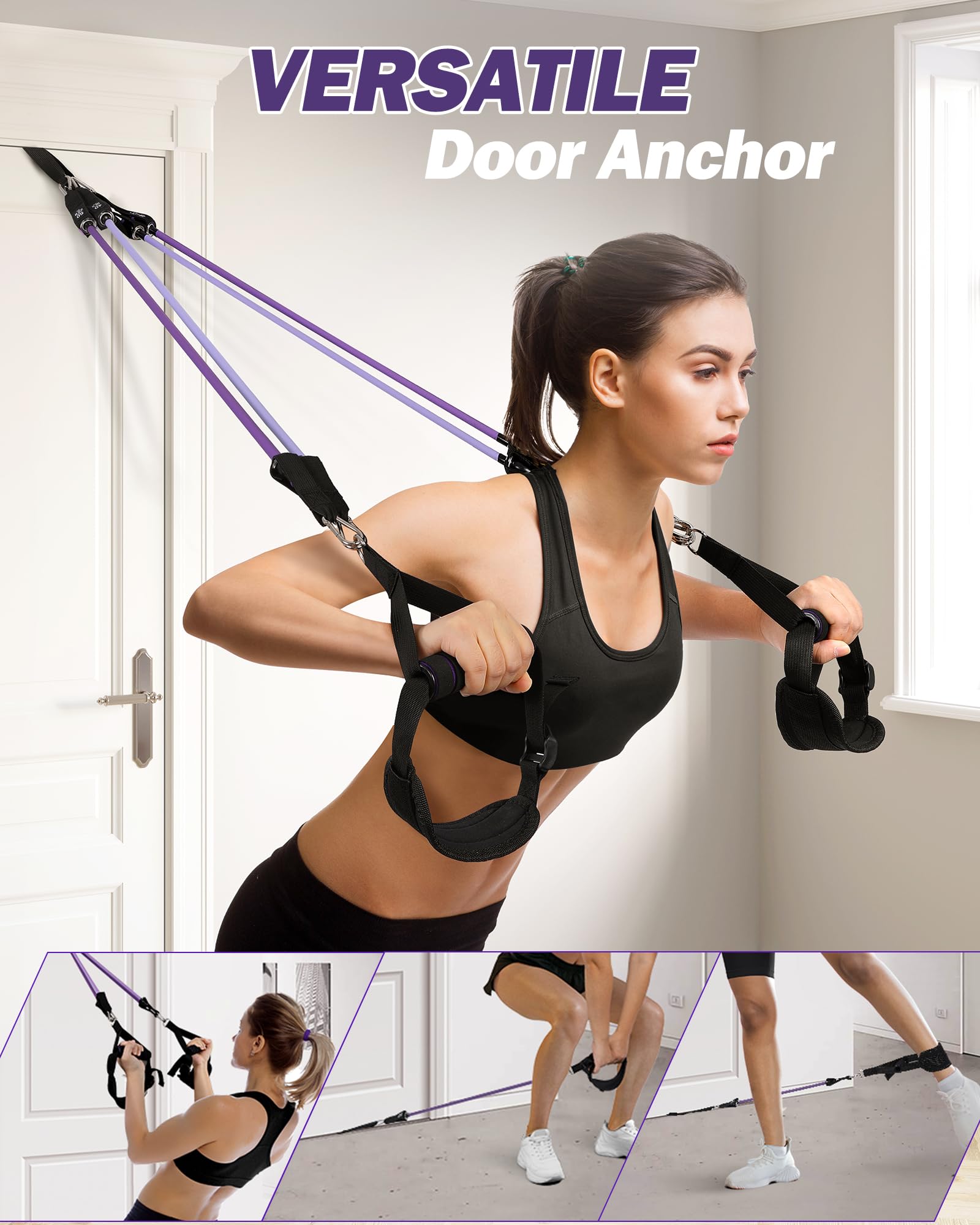 ALongSong Pilates Bar Set | 6 Latex Resistance Bands & Door Anchor Kit