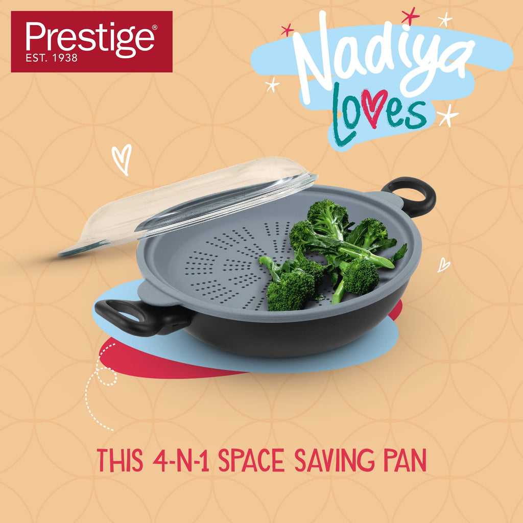 Prestige Nadiya 4-in-1 Non-Stick Wok 26cm | Induction & Oven Safe Pan