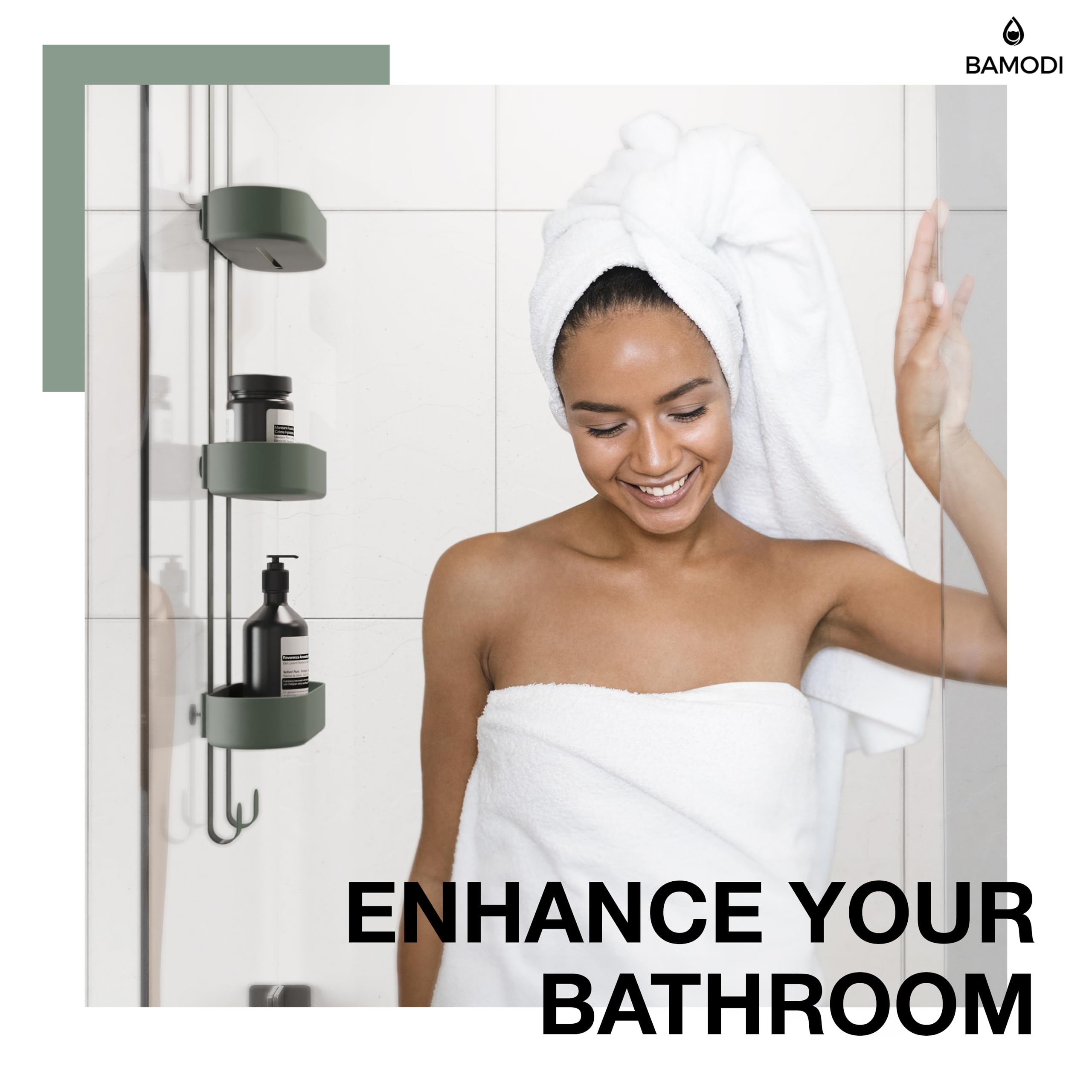 Bamodi 3-Tier Hanging Shower Caddy – Adjustable Plastic Storage Organizer