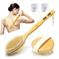 YUNYU Body Brush Set – 2pc Bamboo Long Handle Back Scrubber & Dry Brush