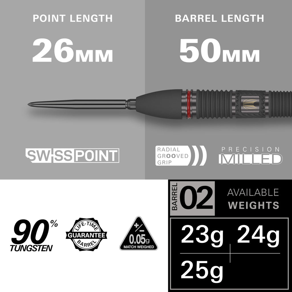 Target Darts Scope 02 Steel Tip Swiss Point Darts - 90% Tungsten 23g