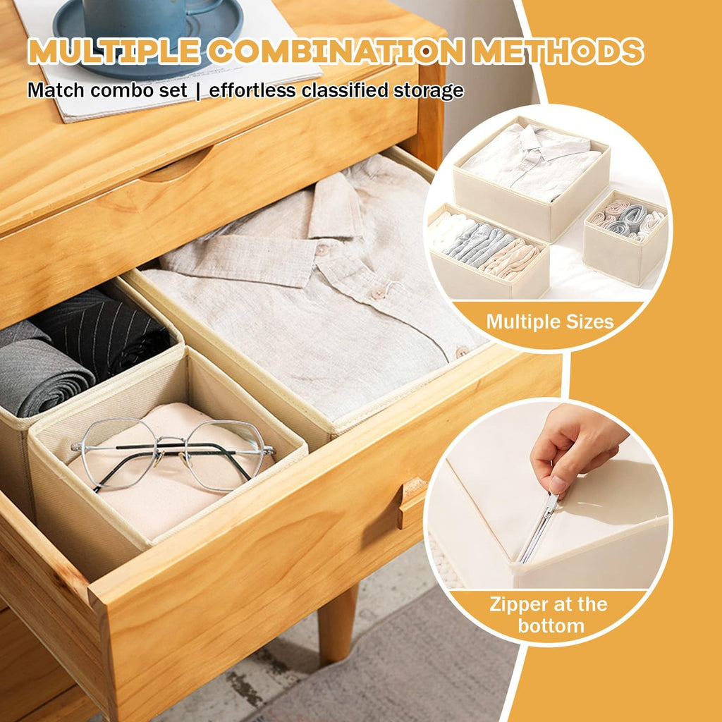 WEELOO Drawer Organisers Drawer Dividers, 6pcs Wardrobe Storage Organiser - image 3