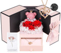 ADDWel Preserved Real Roses with I Love You Mum Necklace Gift Set